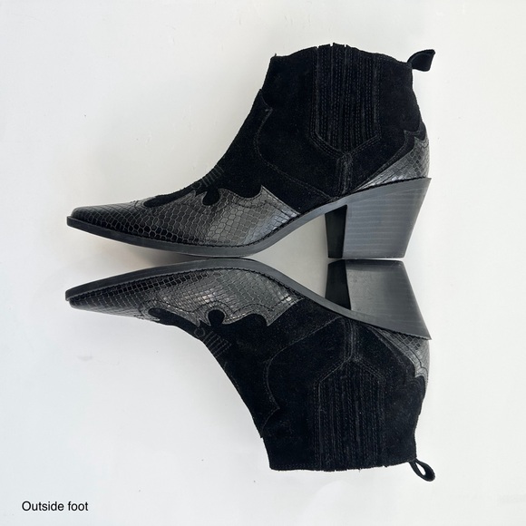 ZARA | SPLIT SUEDE WESTERN COWBOY ANKLES BOOTS SNAKE SKIN EMBOSSED SIDE ZIPPER - Picture 5 of 11